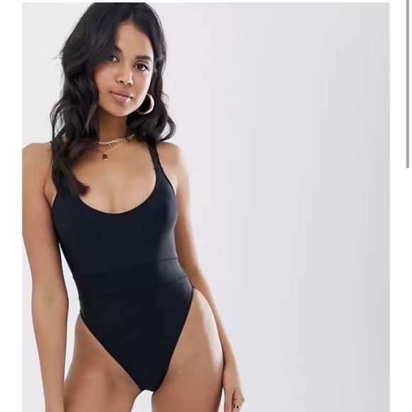 MISSGUIDED NWOT Black High Leg Waistband Swimsuit 8 - Picture 2 of 10